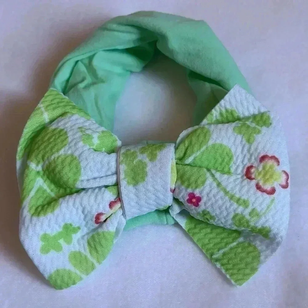 Green Clover/Flower Bohemian Bow Headband